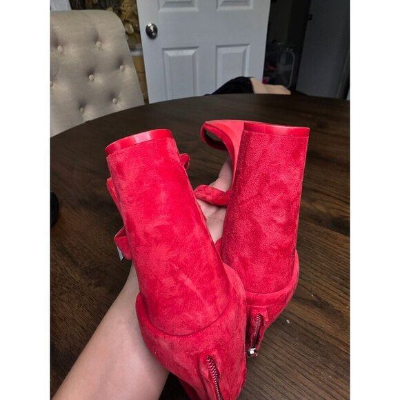 Ted Baker Red Suede High Heel Sandals Strappy Zipper Closure Size US 8 - Picture 16 of 16